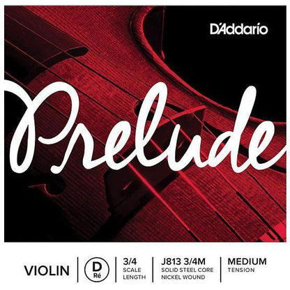 D'Addario Prelude Violin Single String, 3/4 Scale, Medium Tension-D-Andy's Music