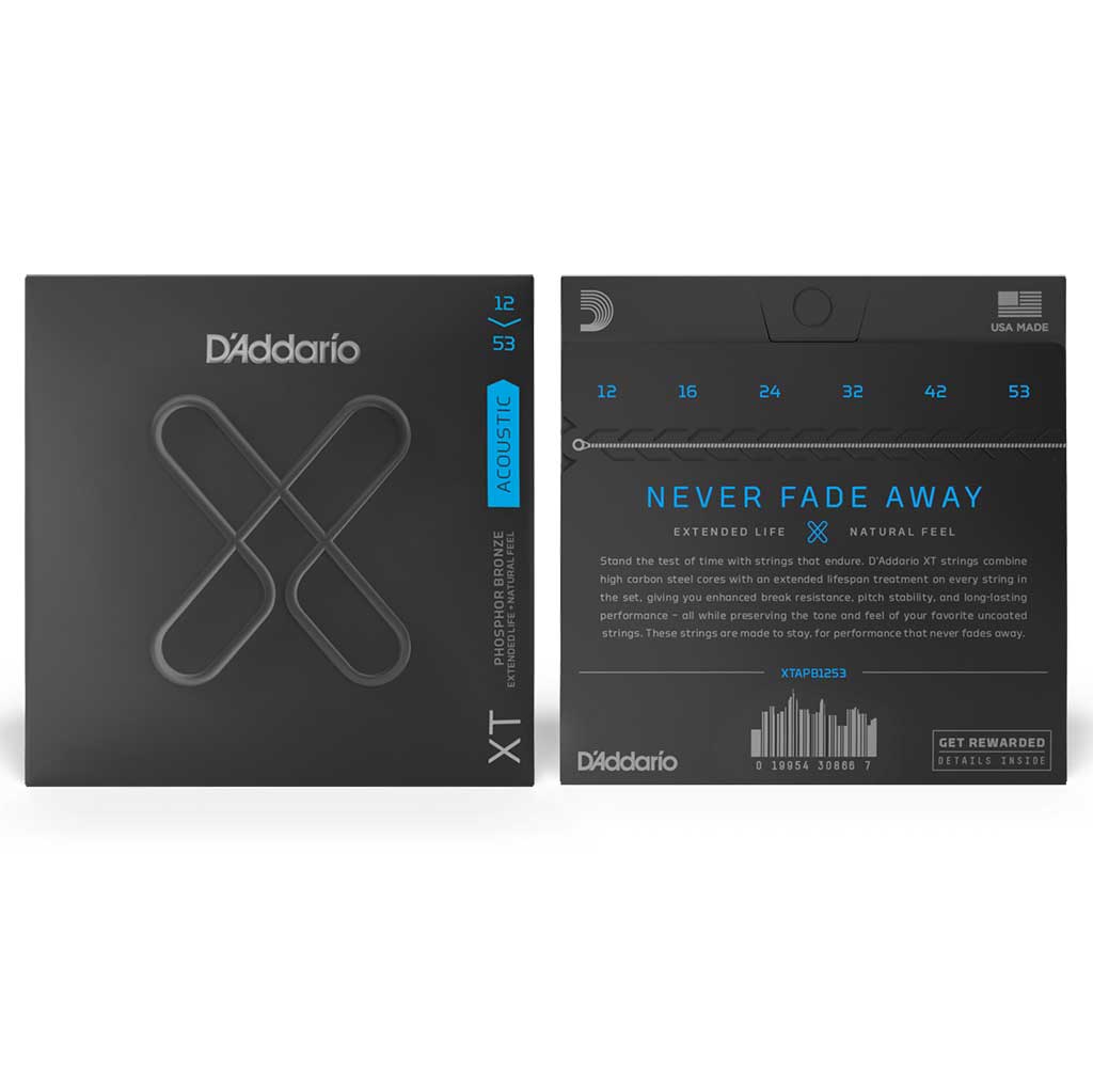 D'Addario XTAPB1253 XT Coated Acoustic Guitar Strings, Light, 12-53