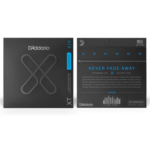 D'Addario XTAPB1253 XT Coated Acoustic Guitar Strings, Light, 12-53