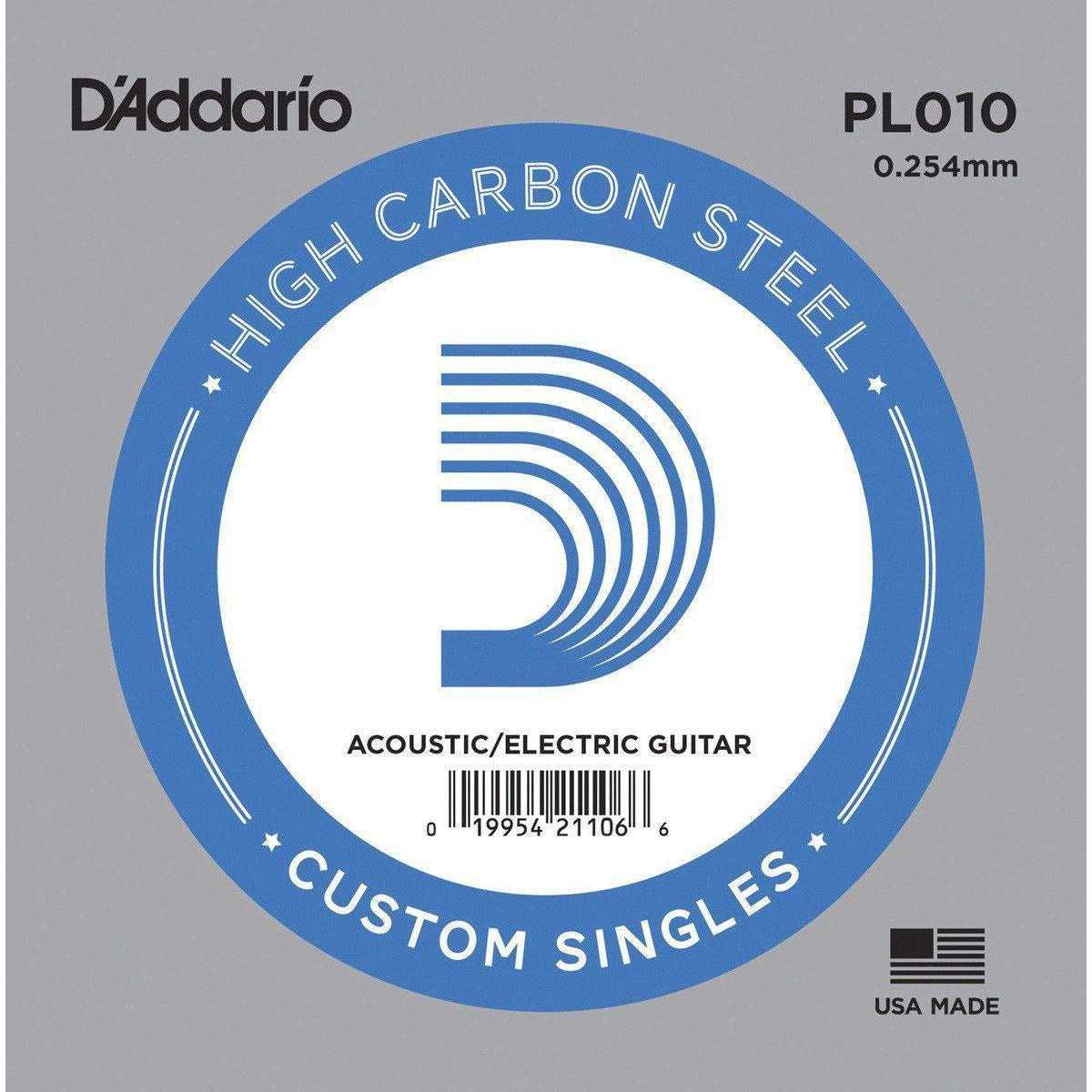 D'addario Plain Steel Single String-.010-Andy's Music