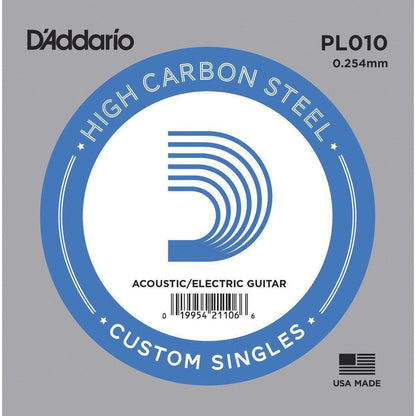 D'addario Plain Steel Single String-.010-Andy's Music