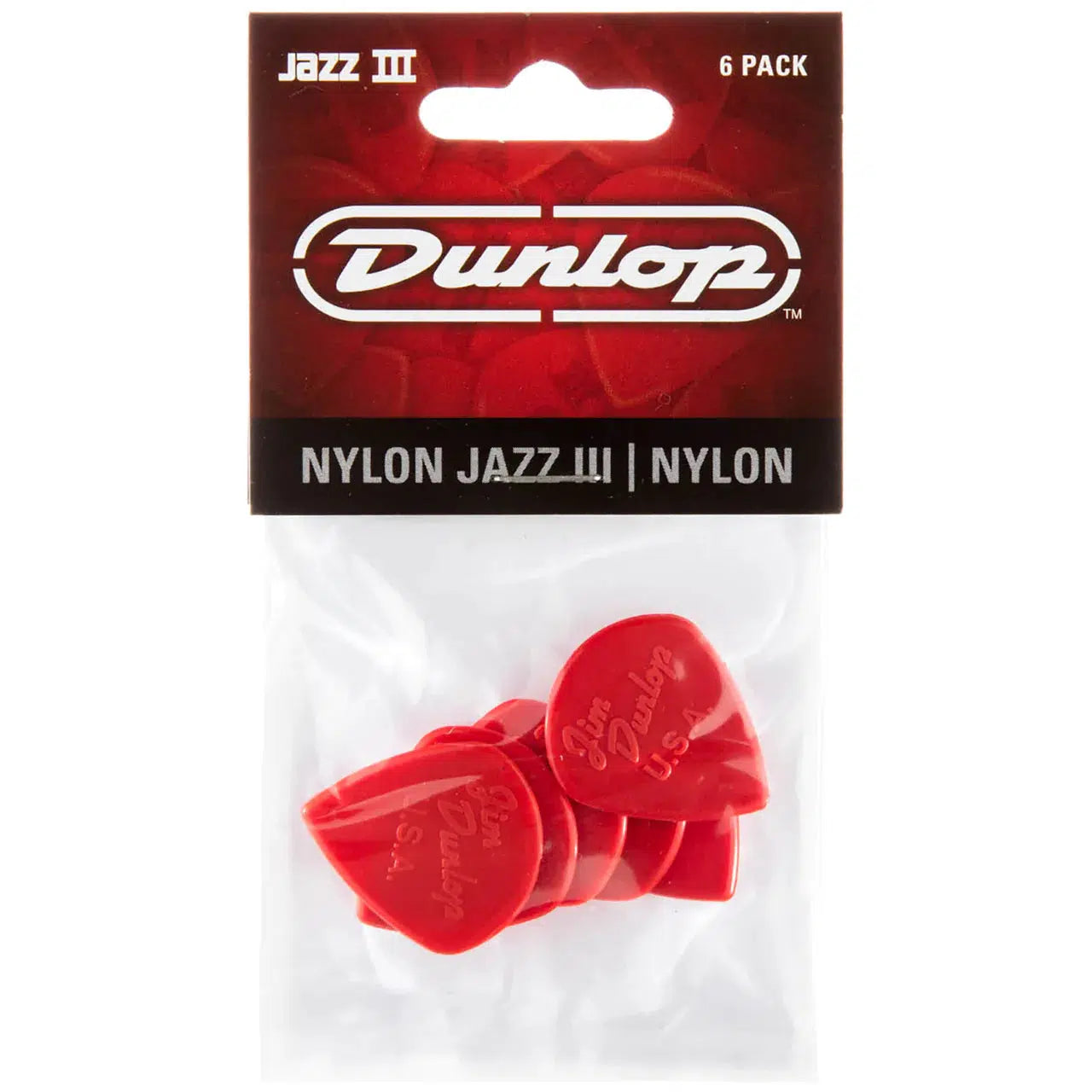 Dunlop 47P3N Picks Nylon Jazz III Red - 6 Pack