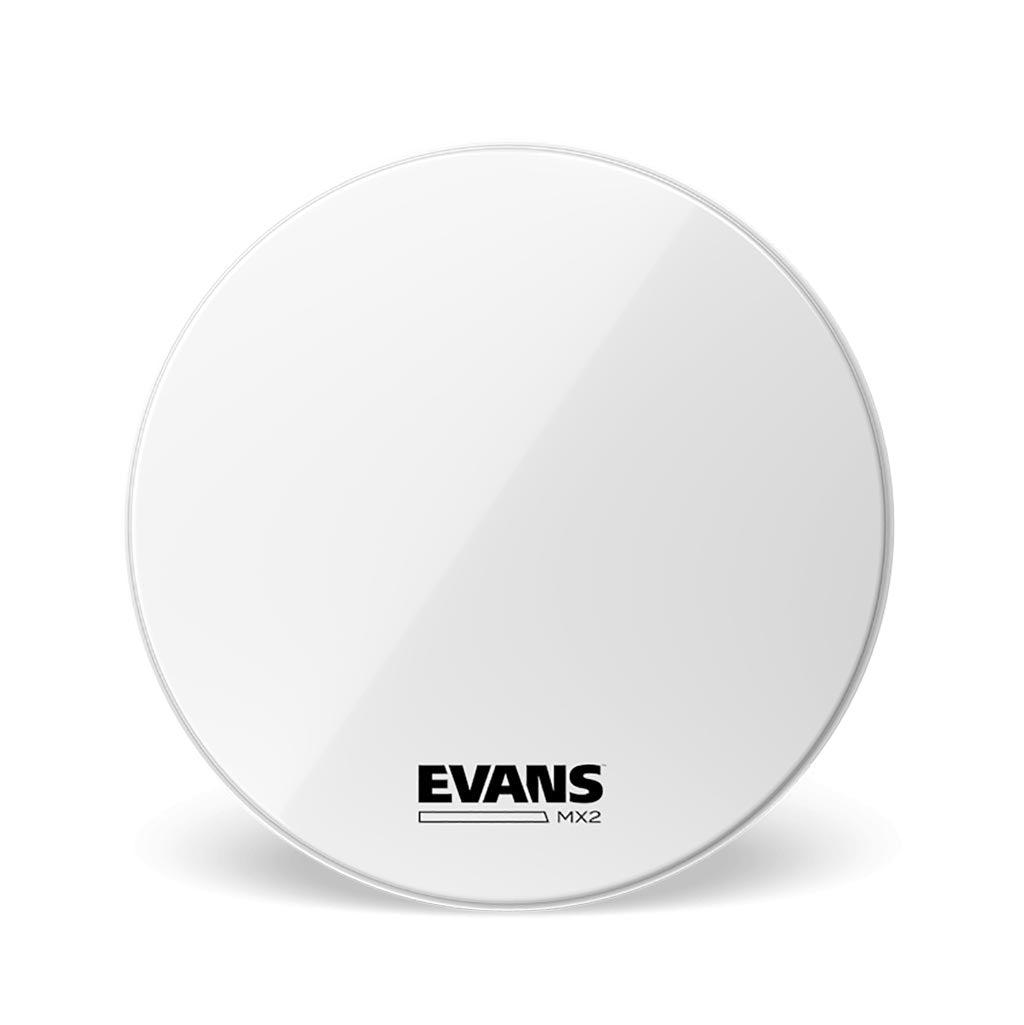 Evans MX2 White Marching Bass Drumheads-Andy's Music