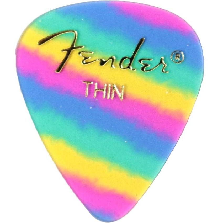 Fender 351 Shape Graphic Picks 12 Per Pack-Thin-Rainbow-Andy's Music