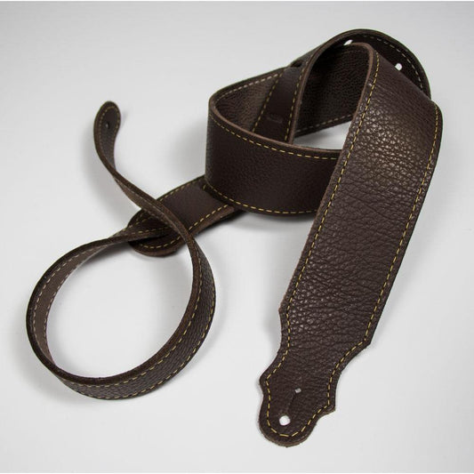 Franklin 2" Chocolate Leather Guitar Strap with Gold Stitching and Buck Backing 4A-CH-G-Andy's Music