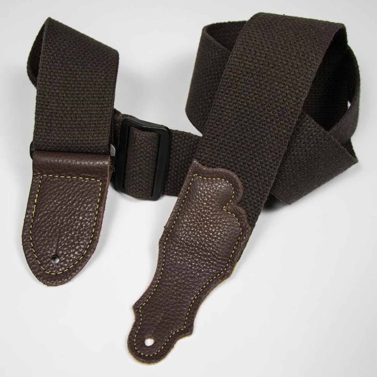 Franklin 2" Cotton Guitar Strap with Glove Leather End Tabs-Chocolate/Chocolate-Andy's Music