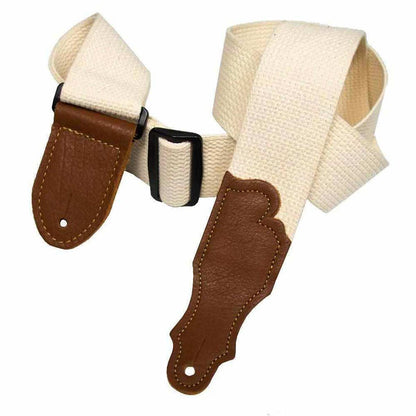 Franklin 2" Cotton Guitar Strap with Glove Leather End Tabs-Natural/Caramel-Andy's Music