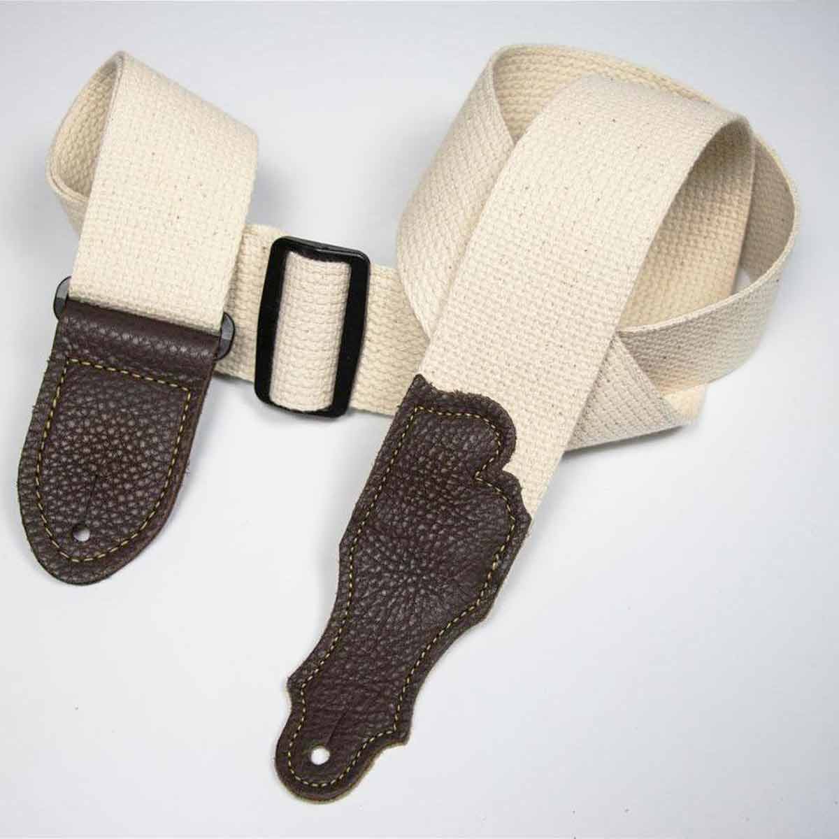 Franklin Natural Cotton Guitar Strap with Chocolate Leather End Tabs