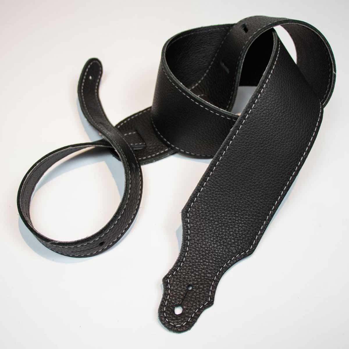 Franklin Purist Glove Leather Guitar Strap Black with Silver Stitching 4BBKS | Andy's Music