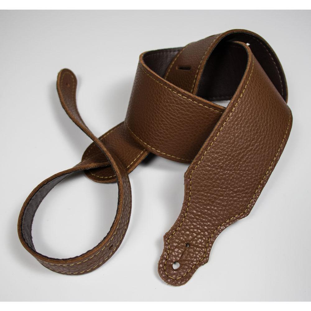 Franklin 2.5" Caramel Leather Guitar Strap with Gold Stitching and Buck Backing 4B-CA-G-Andy's Music