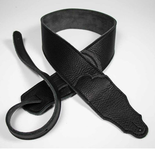Franklin Guitar Strap Black Original Leather with Black Stitching FSWBKBK