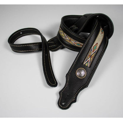 Franklin Southwest Padded Leather Guitar Strap-Black-Andy's Music