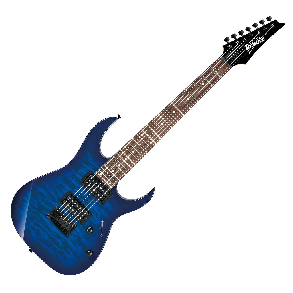 Ibanez GRG7221QATBB 7-String Guitar Transparent Blue Burst-Andy's Music