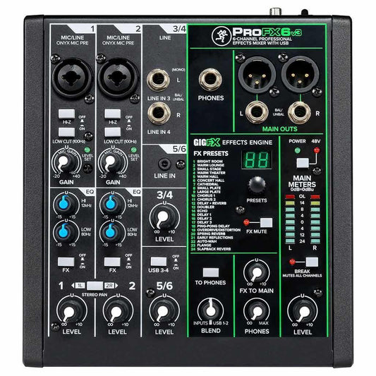 Mackie ProFX6v3 6-Channel Effects Mixer With USB-Andy's Music