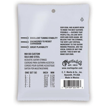 Martin MA130 SP Authentic Acoustic Silk & Steel Guitar Strings-Andy's Music