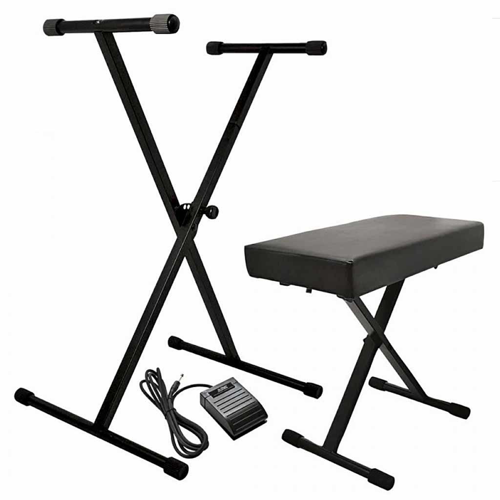 On-Stage KPK6520 Single Braced Keyboard Stand and Bench Pack with Sustain Pedal UPC 659814120970