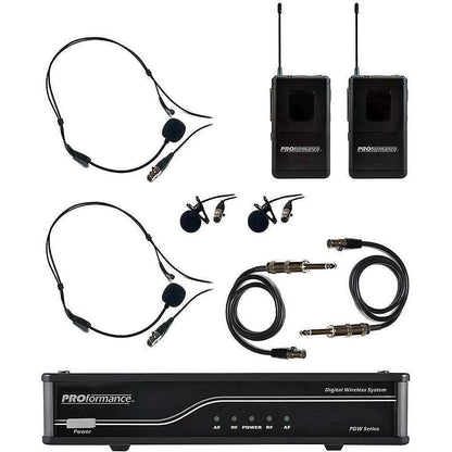 PROformance PDWLH Dual Channel Wireless Mic & Guitar System-902.9/915.5 MHz Operating Frequency-Andy's Music