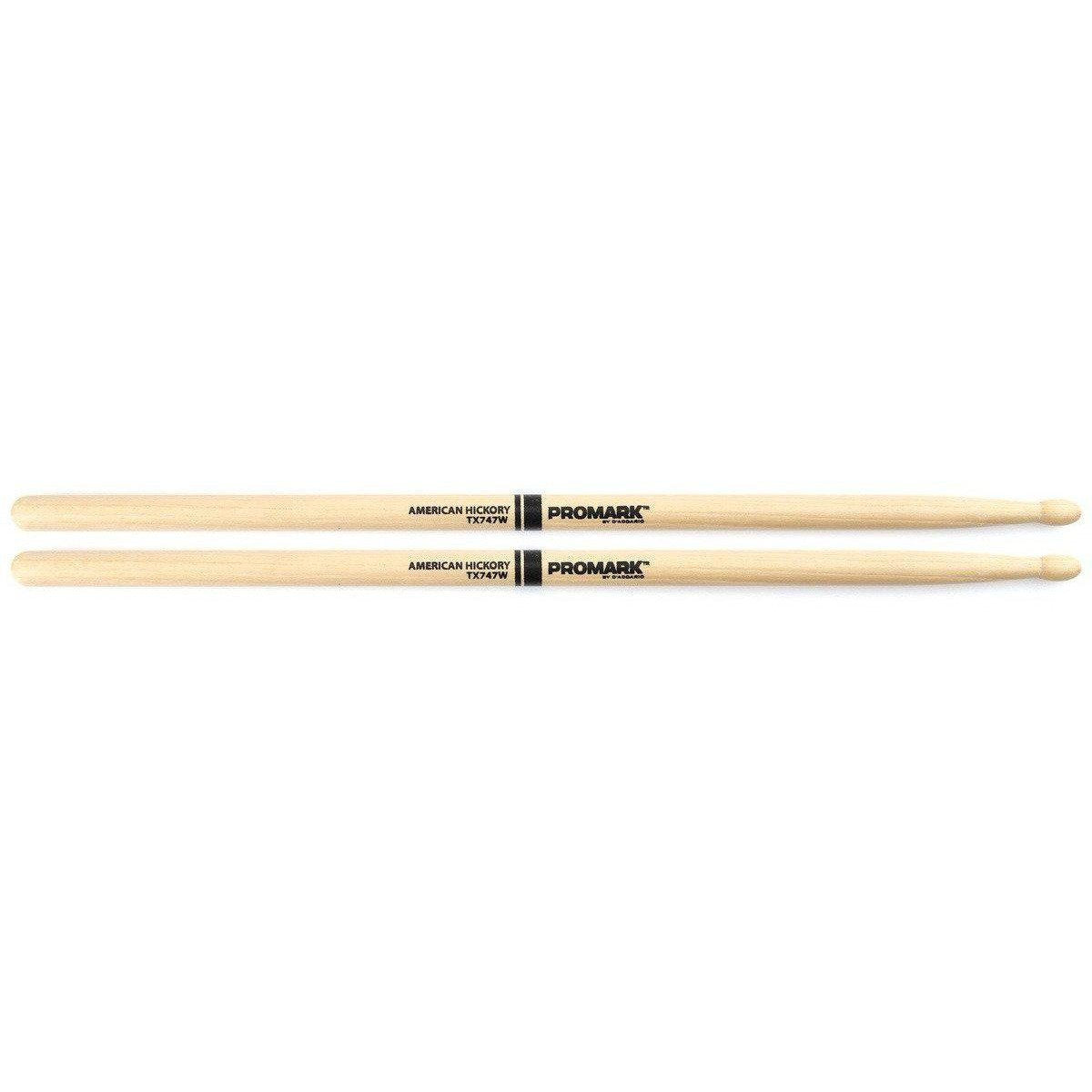 ProMark Hickory 747 "Rock" TX747W Wood Tip Drumsticks-Andy's Music