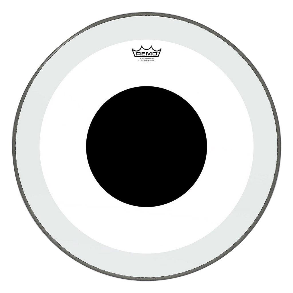 Remo Powerstroke P3 Clear Black Dot Bass Drumheads-Andy's Music