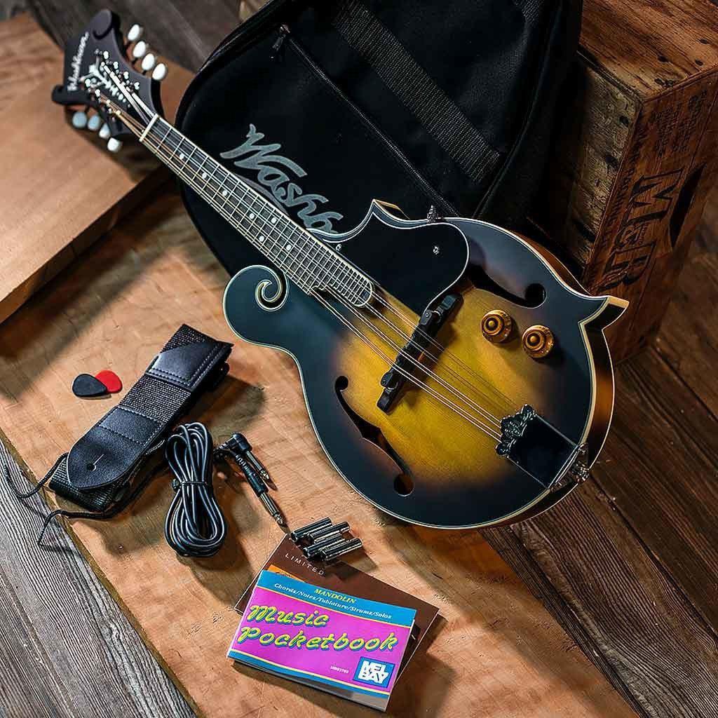 Washburn M3E F-Style Acoustic Electric Mandolin Pack