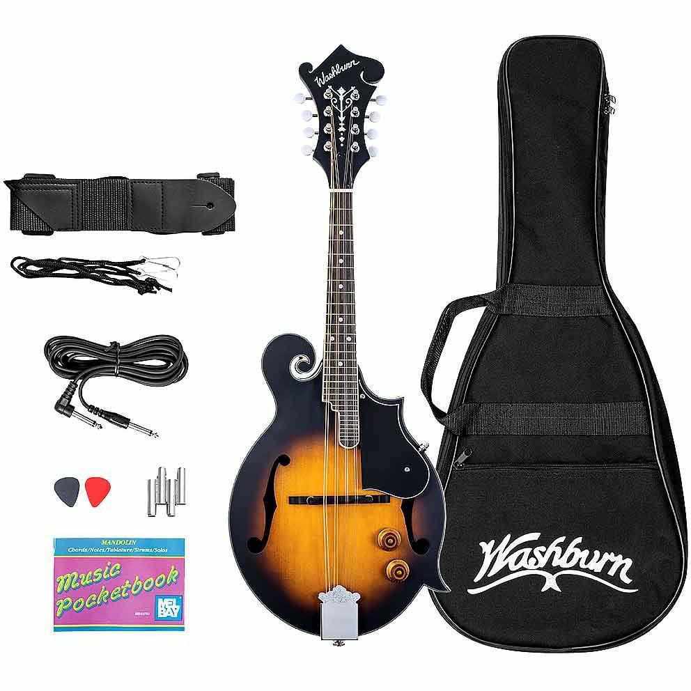 Washburn M3E F-Style Acoustic Electric Mandolin Pack Sunburst Finish
