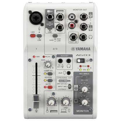 Yamaha AG03MK2 Live Streaming Mixer and USB Audio Interface-White-Andy's Music