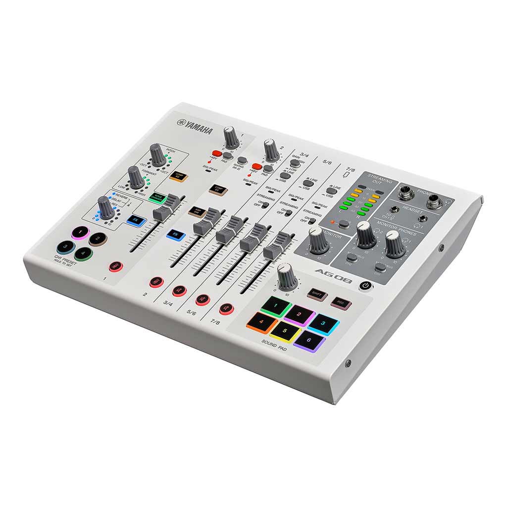 Yamaha AG08 Live Streaming Mixer and USB Audio Interface-White-Andy's Music
