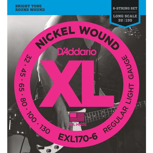 D'Addario EXL170-6 Nickel Wound 6-String Bass, Light, 32-130, Long Scale